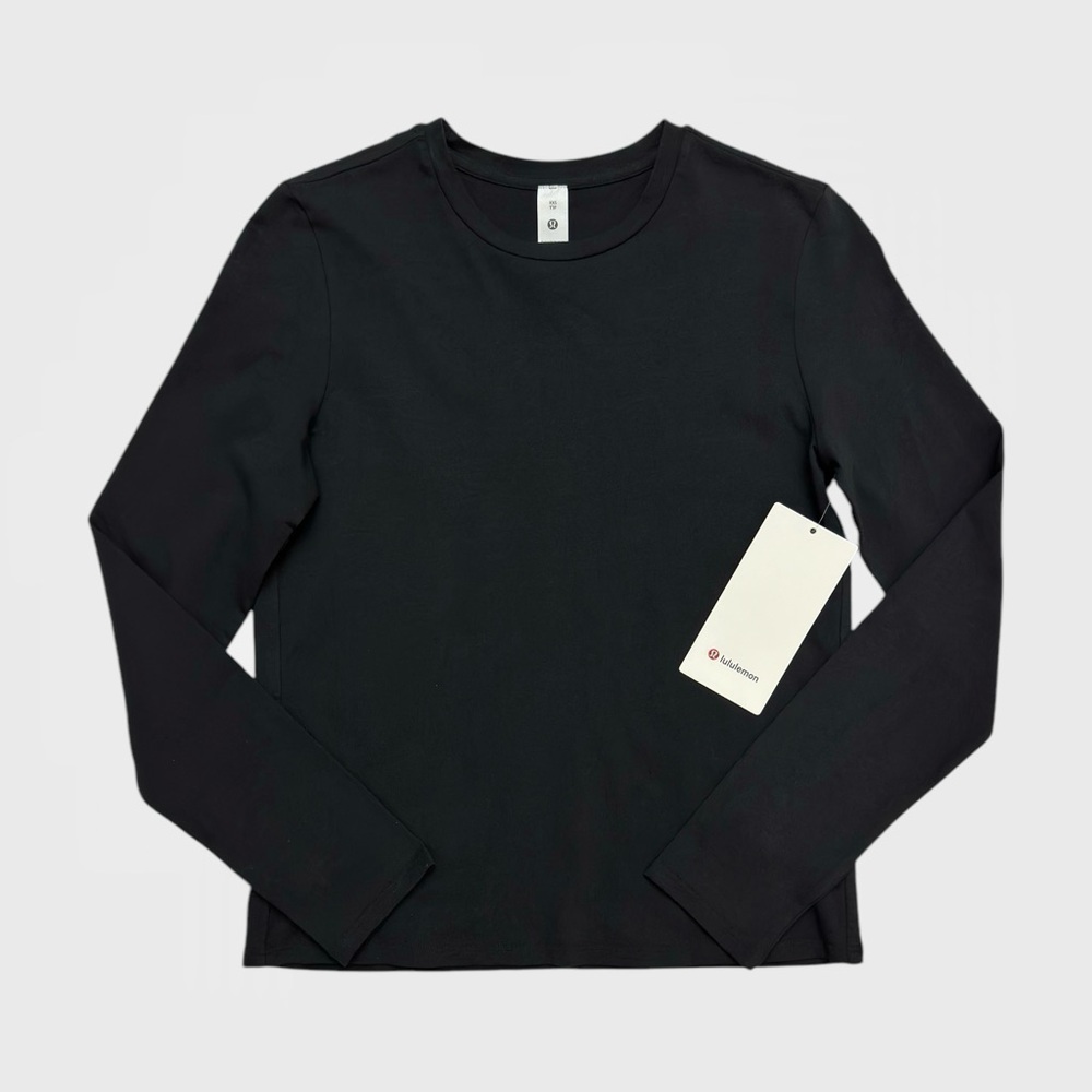 Lululemon Organic Cotton Crewneck Long Sleeve - Black, Size XXS